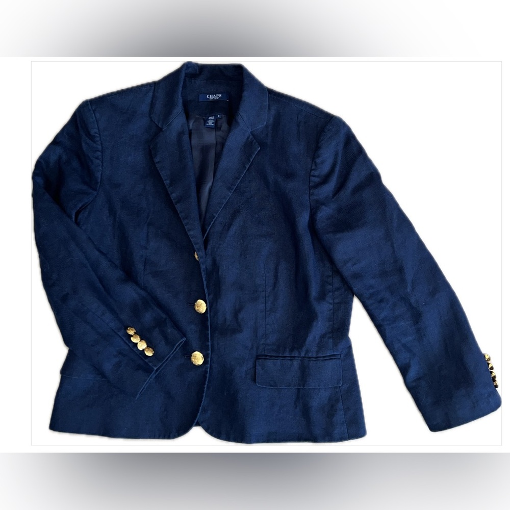 Chaps Dark Blue Linen Blazer / Jacket